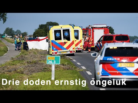 Drie doden ernstig frontale ongeluk twee auto's N355 Grijpskerk