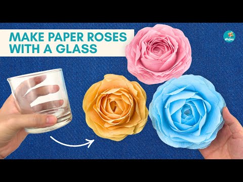 How to Make Paper Flowers in MINUTES using a GLASS | Paper Roses Tutorial