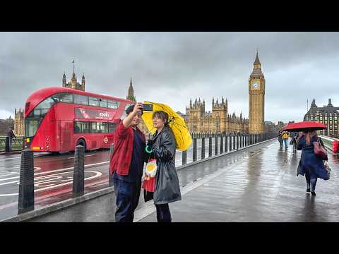 London 2026 Walking Tour | Rainy West End to Big Ben Winter Walk 2026 | 4K HDR
