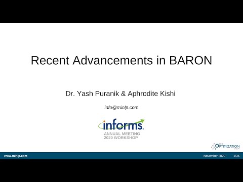 INFORMS 2020: Recent Advancements in BARON