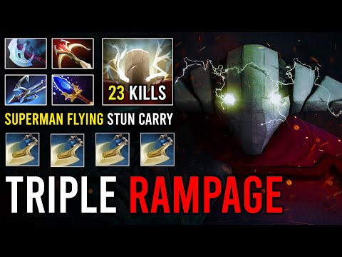 Superman Hard Carry Sven Crazy Flying Stun Full Physical Damage with Triple Rampage + Scepter Dota 2