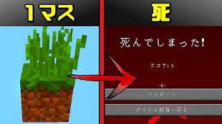 【マイクラ】1マスの世界をランダムにアイテムが出てくる草×64個で生き延びれるのか......?