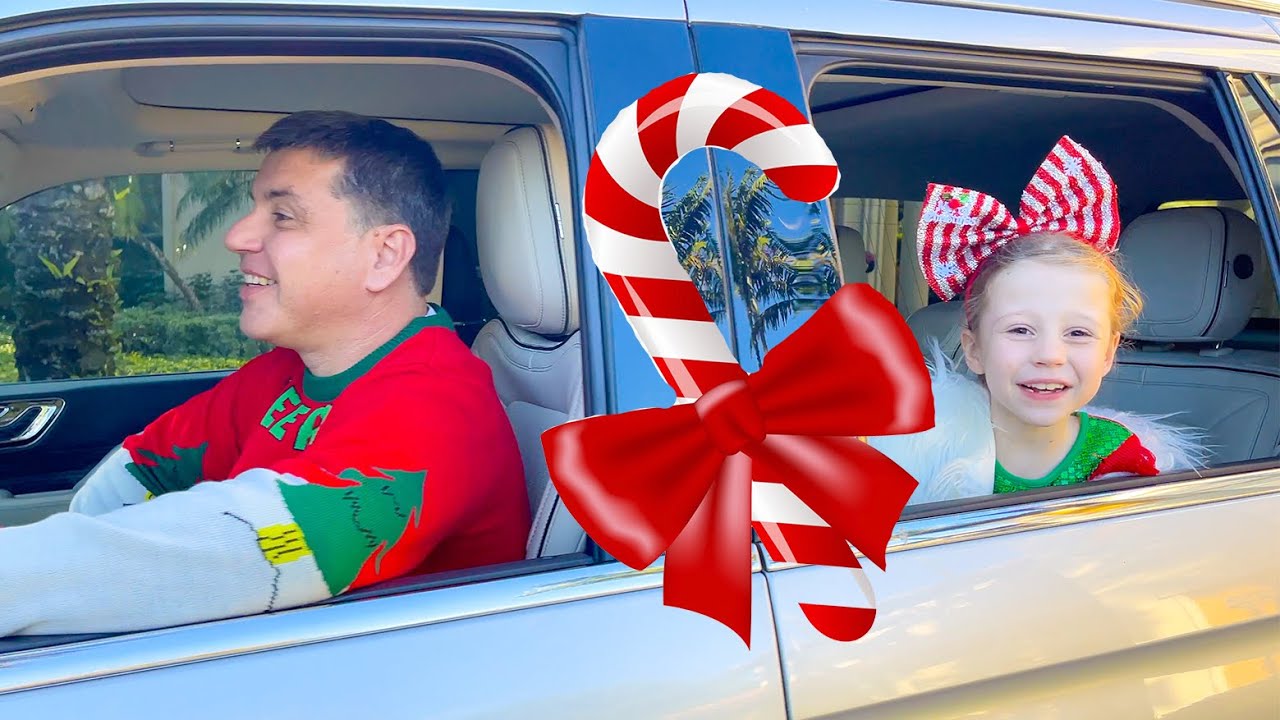 Nastya and Family drive-thru Christmas trip
