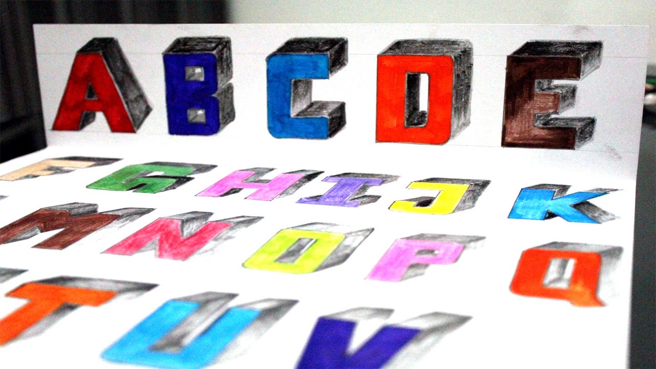 3D Fonts : Alphabets A to Z Speed Sketch