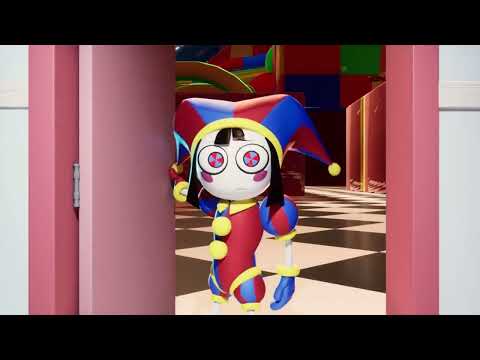 Pomni is looking for Caine in different rooms by opening doors (The Amazing Digital Circus)