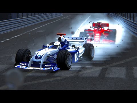 Ferrari F1 2020 vs Williams F1 2004 at Monaco Heavy Rain