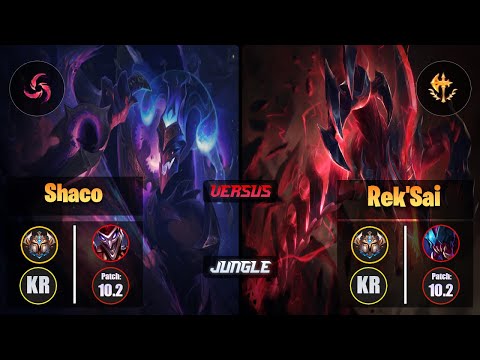 Challenger SHACO [Hail of Blades] (Jungle) VS  REK'SAI - Challenger KR Patch 10.2