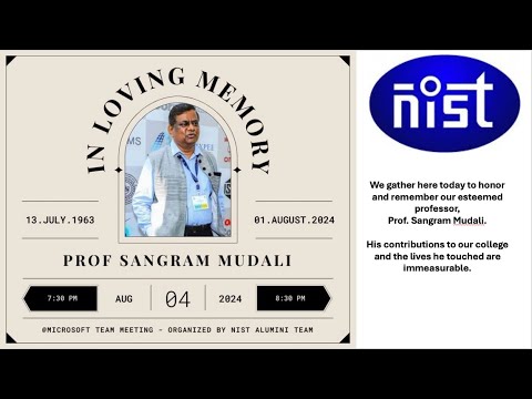 Honoring a Legend: Tribute to Prof Sangram Mudali | Former NIST Director's Legacy