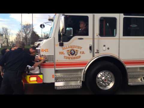 Allamuchy Volunteer Firemen Push New Truck Into Station April 2015