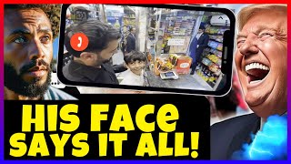 President Trump visit New York Bodega & told store clerk to get this item to defend himself! GUESS!