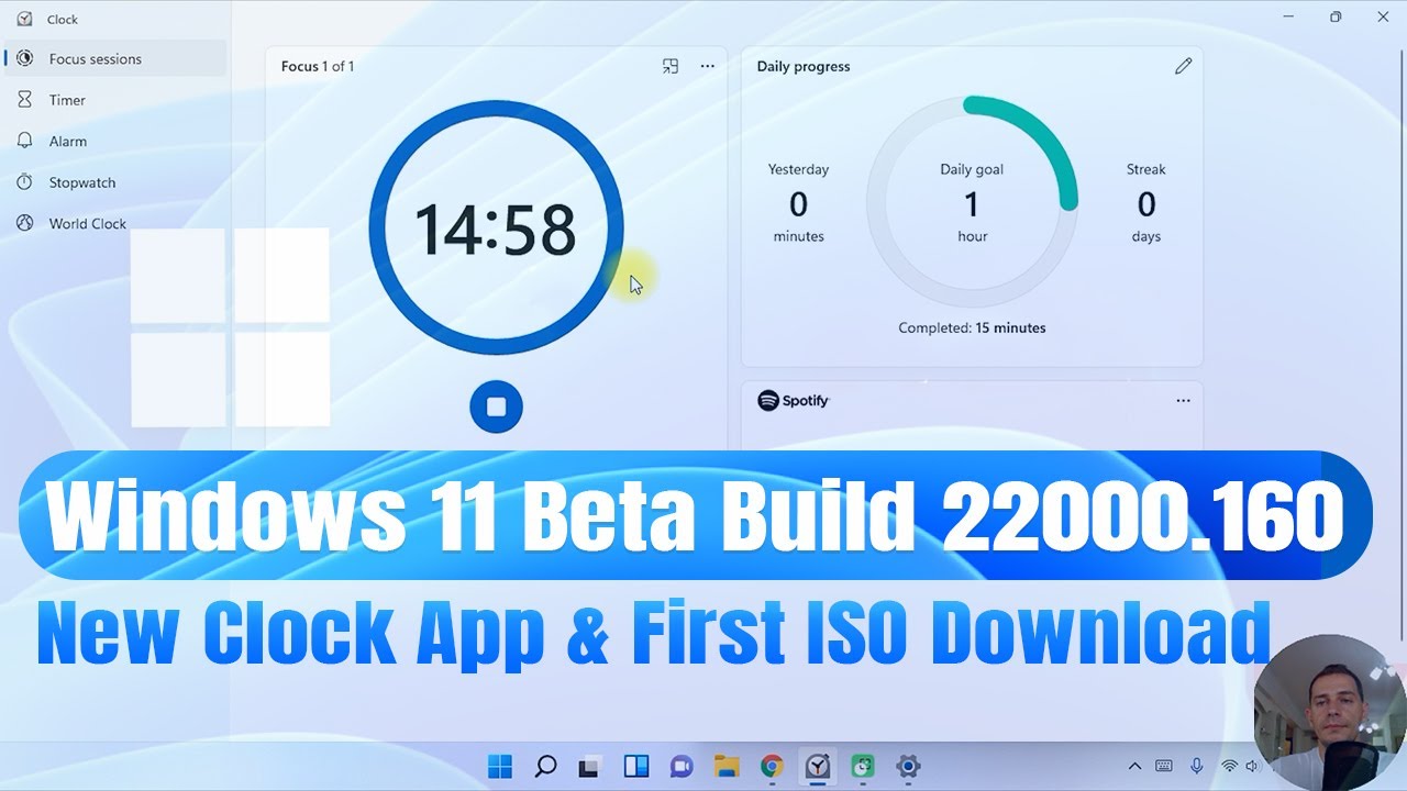 New Clock App Windows 11 (Build 22000.160) | First Windows 11 ISOs to Download