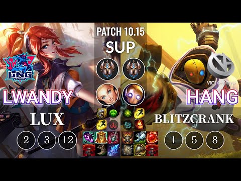 LNG lwandy Lux vs VG Hang Blitzcrank Sup - KR Patch 10.15