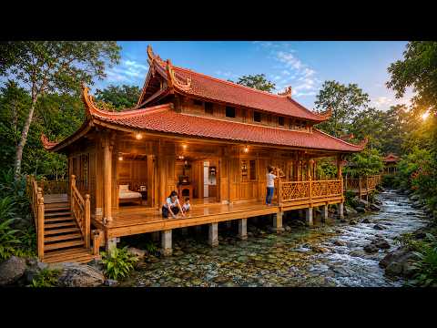 The young couple built their riverside house in 300 days./By@Kong Survival / Off Grid Living