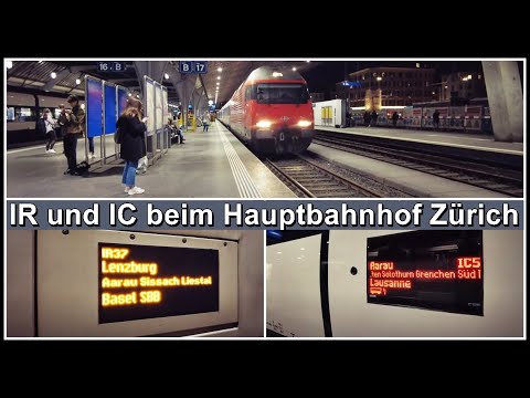 Ankunft und abfahrt eines IR37 und IC5 beim Hauptbahnhof Zürich, Stadt Zürich, Schweiz 2023