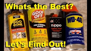 Best Adhesive Residue Remover? Let's find out! Goo Gone, Goof Off, Zippo Fluid, WD40