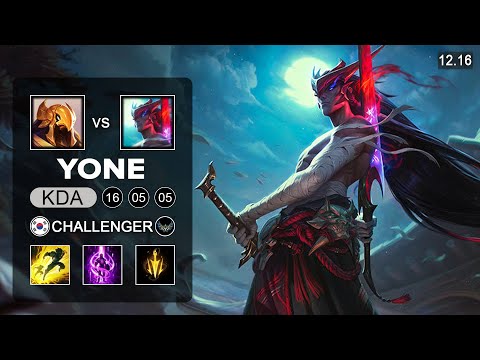 Yone vs Azir Mid - KR Challenger - Patch 12.16 Season 12