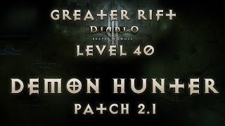 Diablo 3 Reaper of Souls Physical Demon Hunter Greater Rift Level 40 (Solo) Patch 2.1 EU Live