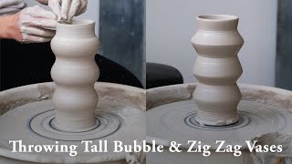 05  How to Make Tall Bubble & Zig Zag Vases | Wheel Throwing Pottery