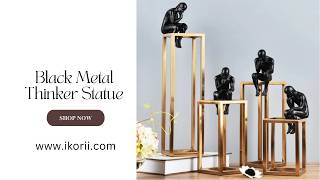 Black Metal Thinker Statue