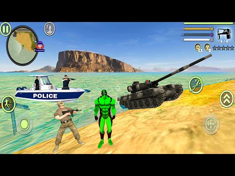 Green DeadPool Rope Hero Vice Town Simulator Fun At Miami Beach #21 - Android Gameplay
