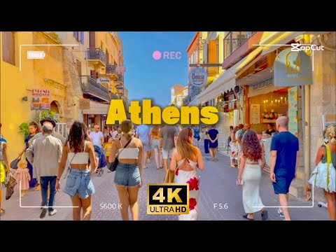 Athens Walking Tour 🇬🇷 | Monastiraki, Plaka, Syntagma, Psiri & Flisvos Marina | 4K UHD