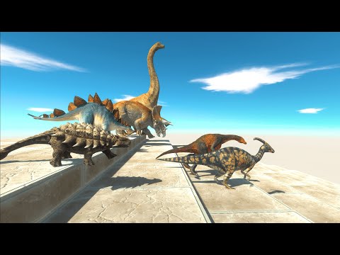 Different Size Herbivorous Dinosaurs Stair Race -Animal Revolt Battle Simulator