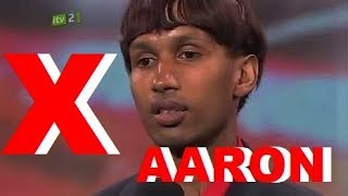 X FACTOR Backpack Kid from U.K Aaron sings a Michael Jackson song (Very Funny)