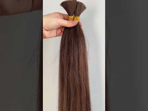 Волосся для нарощування у зрізі 60 см, 100 грам, коричневе №04. video