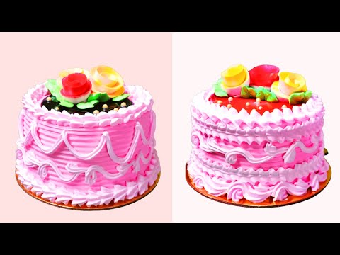 Pink Cake 💗 Beautiful Buttercream Cake with Decoration Mini cakes making #arhancakemaking