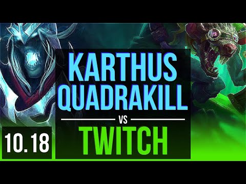 KARTHUS vs TWITCH (JUNGLE) | Quadrakill, Triple Kill, KDA 26/5/12, Godlike | EUW Diamond | v10.18