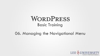 WordPress Basics Training Video #06 - Menu