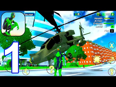 Rope Frog Ninja Hero Car Vegas - Gameplay Walkthrough Part 1 Drive Police Car,Bike & Helicopter