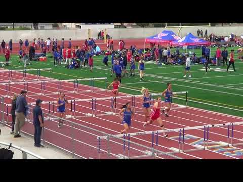 FSG 100m Hurdles vs Fountain Valley 3-21-18 - Los Alamitos Girls