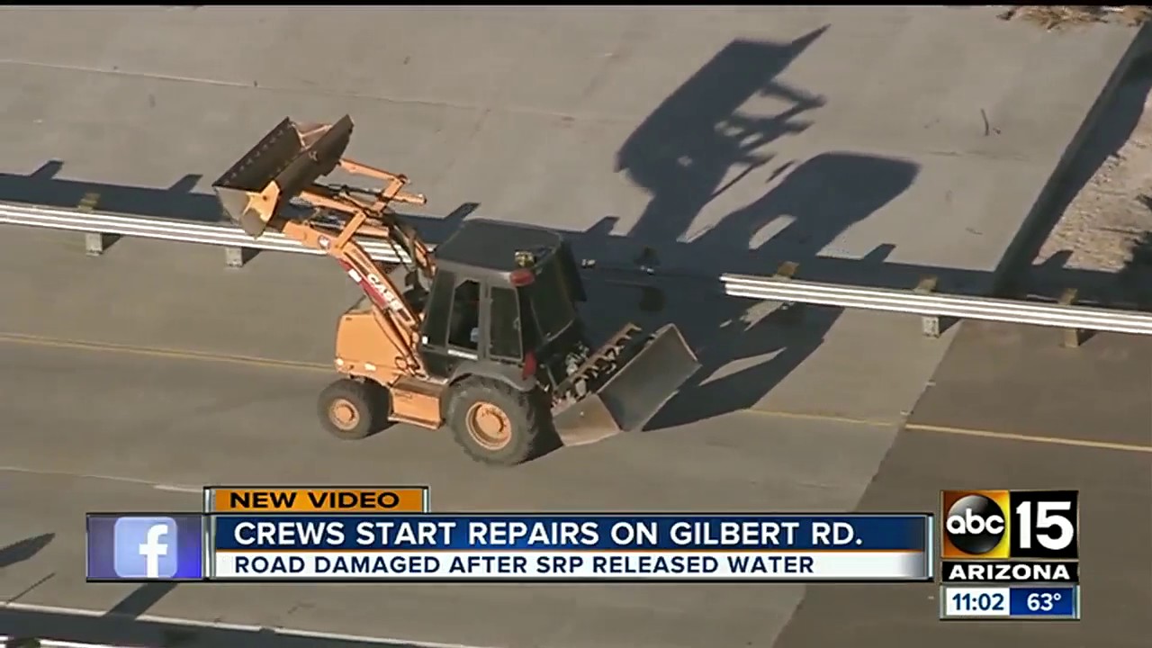 Crews start repairs on Gilbert Road damaged by flooding
