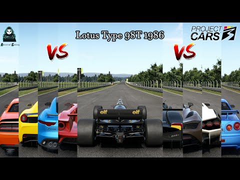 1986 Lotus Type 98T Renault Turbo VS Best OF Super Cars Top 10 || Drag Battle 4K || Project Cars 3 |