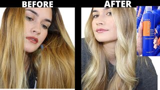 GET RID OF BRASSY TONES AT HOME WITH ONLY BLUE SHAMPOO | FANOLA NO ORANGE SHAMPOO TRY ON TUTORIAL