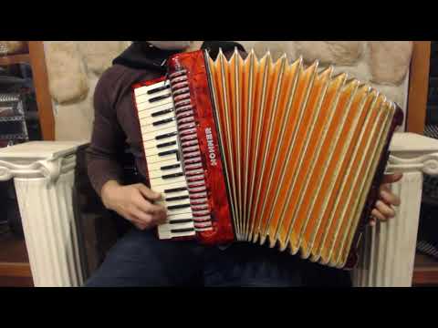 7108 - Red Hohner Arietta Piano Accordion MM 34 72 $999