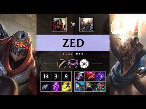 Zed Mid vs Pantheon: Triple Kill, Dominating - KR Master Patch 14.19