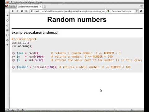 Beginner Perl Maven tutorial: 2.19 - random numbers and int