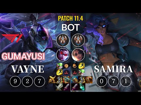 T1 Gumayusi Vayne vs Samira Bot - KR Patch 11.4