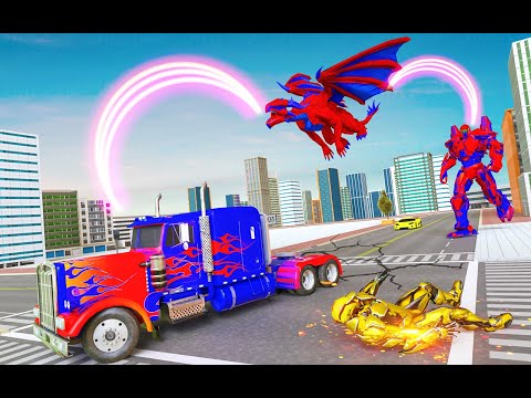 Flying Dragon Transport Truck Transform Robot Game