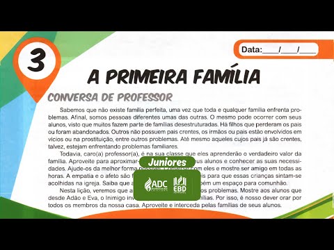 Sunday School Lesson 3 | Juniors | The First Family.