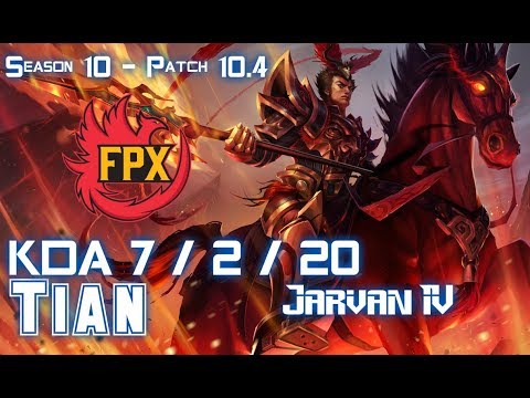 FPX Tian JARVAN IV vs REK'SAI Jungle - Patch 10.4 KR Ranked