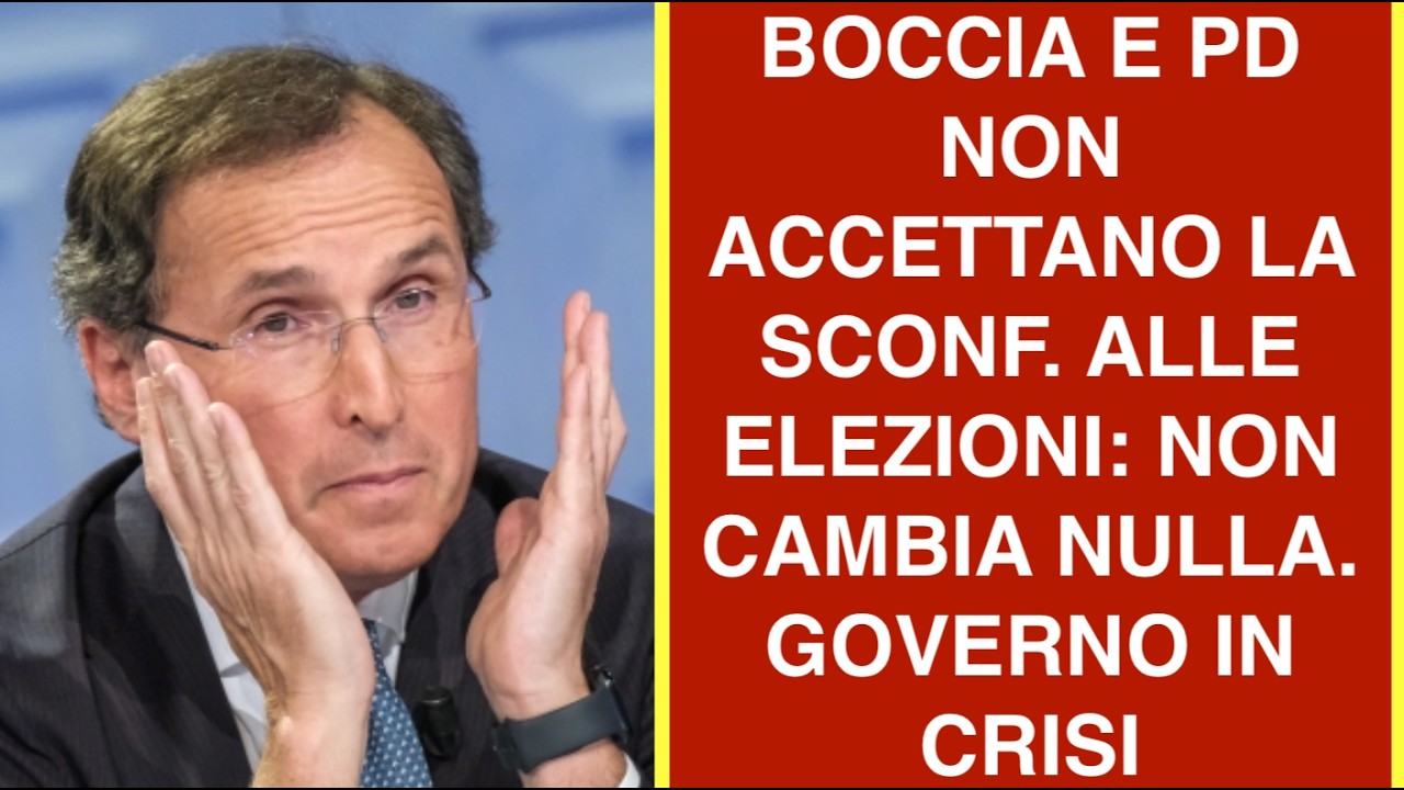 BOCCIA E PD NON ACCETTANO LA SCONF. ALLE ELEZIONI: NON CAMBIA NULLA. GOVERNO IN CRISI