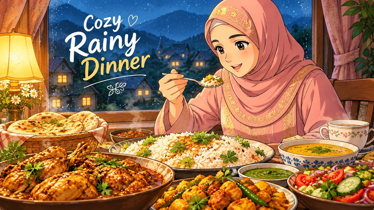 Cozy Rainy Day Cooking 🌧️🍲  Peaceful Mountain Cottage & Food ASMR
