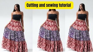 How to cut and sew a gathered skirt with elastic waist band ( this is a beginner friendly tutorial)