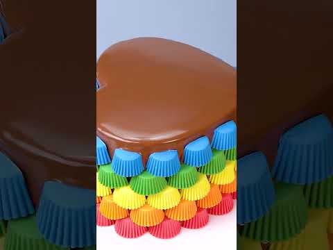 Easy Rainbow Chocolate Cake Recipe – Colorful & Fun #shorts #satisfying #cake