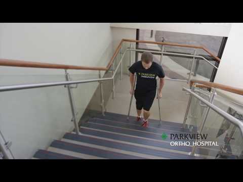 Using Crutches: Going up stairs without a railing