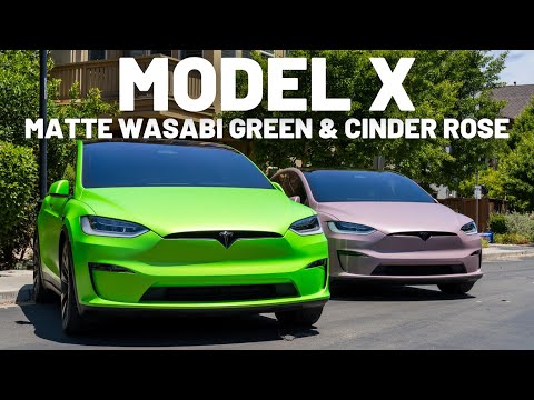 Hexis Matte Wasabi Green and Cinder Rose Vinyl Wrap - Tesla Model X