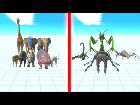 MODERN MAMMALS Team vs GIANT INVERTEBRATES Team - Animal Revolt Battle Simulator ARBS